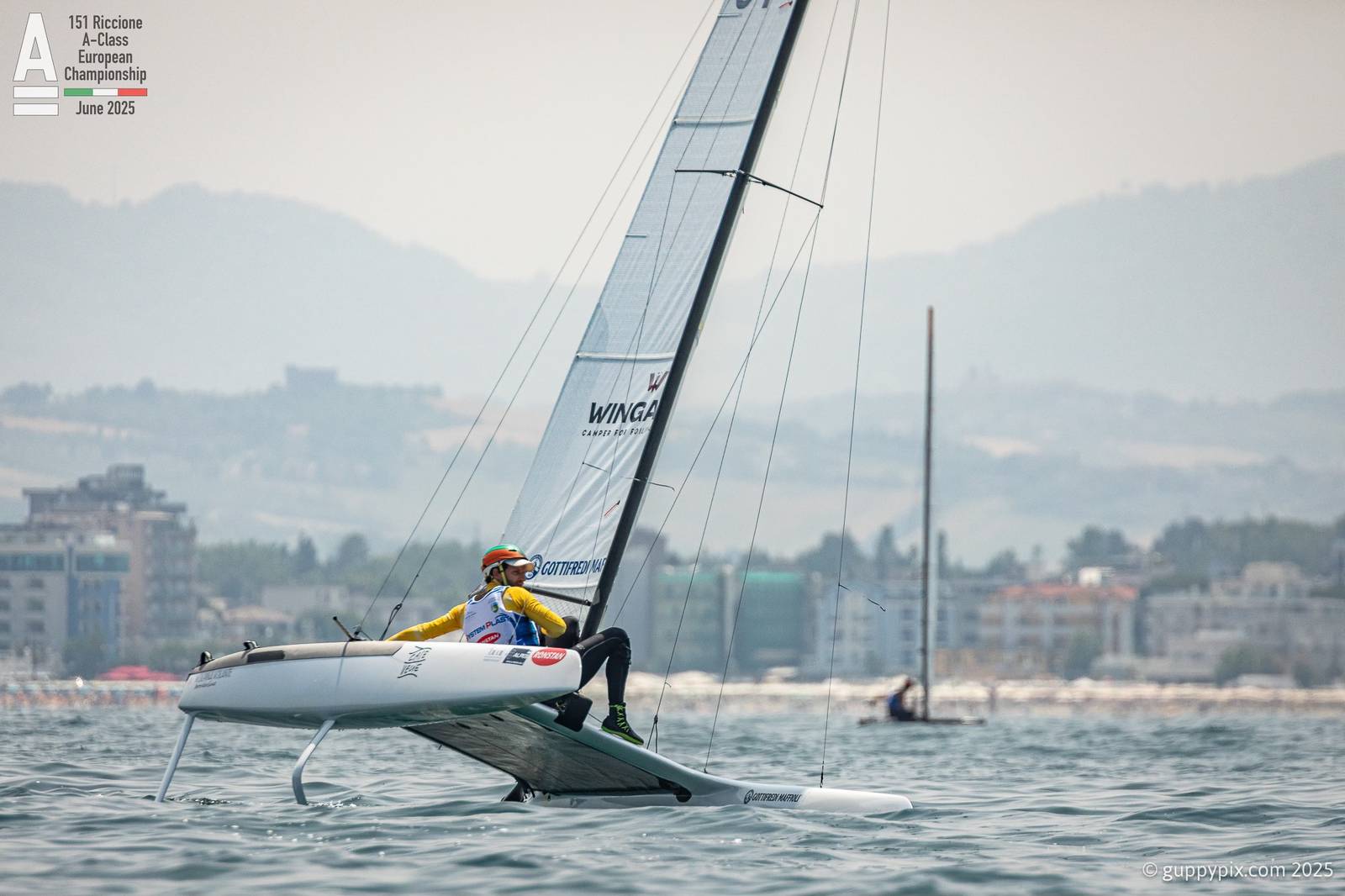 Super light wind conditions today at Riccione. Day 4 Europeans 2025. Photo: @guppypix